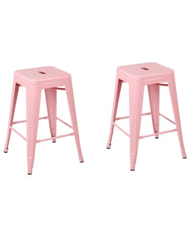 Lot de 2 tabourets de bar CABRILLO Métal Rose