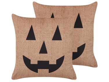 Lot de 2 coussins décoratifs SEBES Velours 45 x 45 cm Beige Motif abstrait