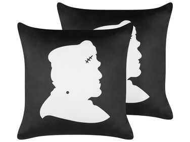 Lot de 2 coussins décoratifs FRANKLINIA Velours 45 x 45 cm Noir Motif abstrait