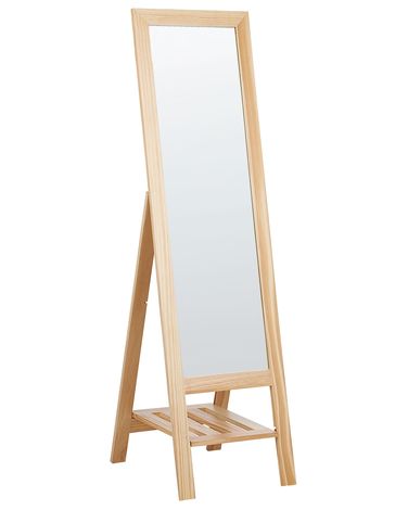 Miroir sur pied avec étagère LUISANT 145 cm Bois de pin Marron clair