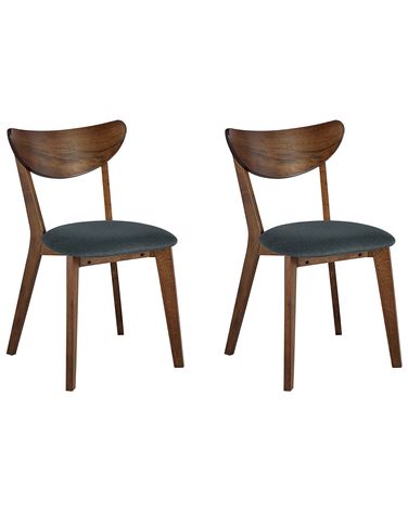 Lot de 2 chaises de salle à manger ERIE Bois Marron foncé/gris