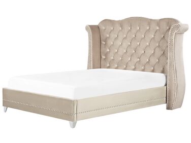 Lit avec sommier Velours AYETTE 180 x 200 cm Beige