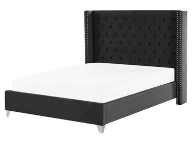 Lit avec sommier Velours LUBBON 160 x 200 cm Noir