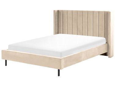 Lit avec sommier Velours VILLETTE 140 x 200 cm Beige