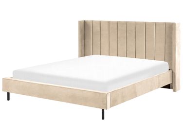 Lit avec sommier Velours VILLETTE 180 x 200 cm Beige