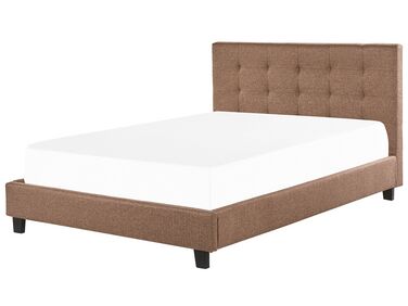 Lit avec sommier Tissu LA ROCHELLE 180 x 200 cm Marron
