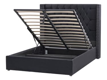Lit ottoman Velours LUBBON 140 x 200 cm Noir