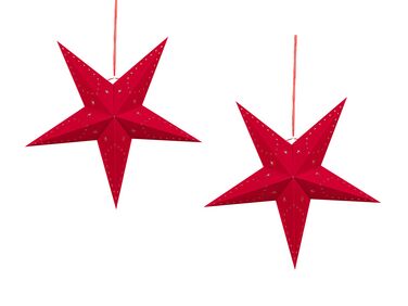 Set van 2 hangende decoraties LED MOTTI Ster 45 cm Rood