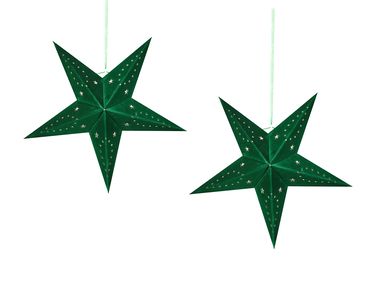 Set van 2 hangende decoraties LED MOTTI Ster 45 cm Smaragdgroen