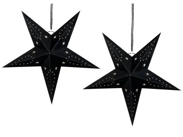 Lot de 2 décorations suspendues LED MOTTI Étoile 60 cm Noir