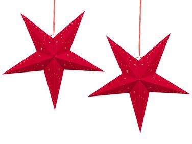 Set van 2 hangende decoraties LED MOTTI Ster 60 cm Rood