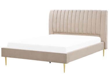 Lit avec sommier Velours MARVILLE 180 x 200 cm Beige sable