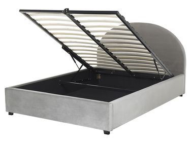 Lit ottoman Velours VAUCLUSE 160 x 200 cm Gris clair
