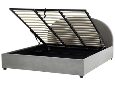 Lit ottoman Velours VAUCLUSE 180 x 200 cm Gris clair