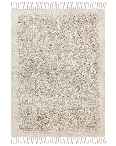 Vloerkleed BITLIS Lichtbeige 140 x 200 cm Katoen