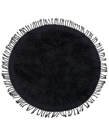 Vloerkleed BITLIS Zwart ø 140 cm Katoen