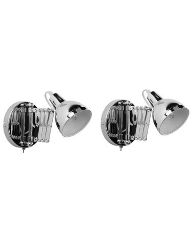 Lot de 2 lampes murales HARRINGTON Réglable Métal Argenté