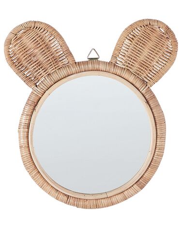Wall Mirror ASHANTI 30 cm 33 cm Rattan Natural
