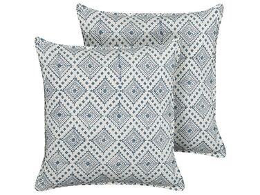 Lot de 2 coussins décoratifs CORDATA Coton 45 x 45 cm Bleu Motif oriental