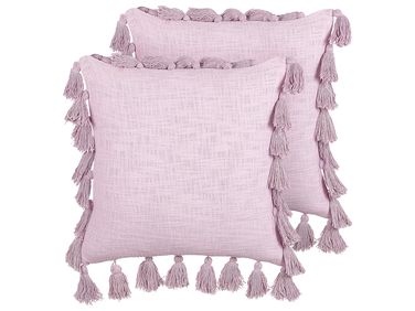 Set of 2 Decorative Cushions LYNCHIS Cotton 45 x 45 cm Pink