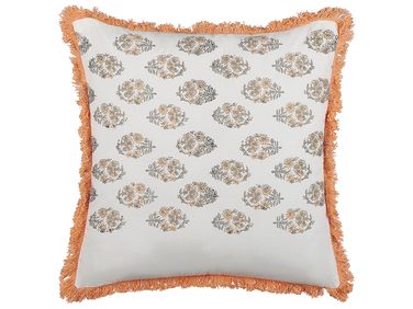 Throw Cushion SATIVUS Cotton 45 x 45 cm Orange Floral Pattern