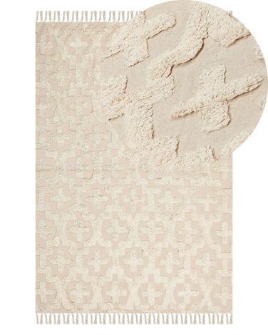 Vloerkleed ITANAGAR Beige 140 x 200 cm Katoen