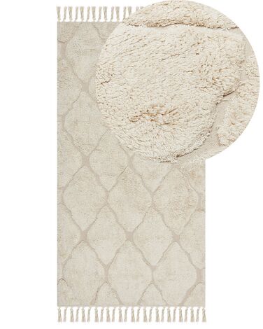Vloerkleed SILCHAR Beige 80 x 150 cm Katoen