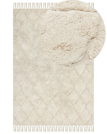 Vloerkleed SILCHAR Beige 140 x 200 cm Katoen
