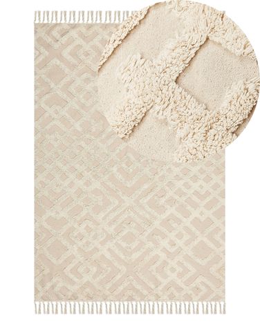 Vloerkleed ARDAHAN Beige 140 x 200 cm Katoen