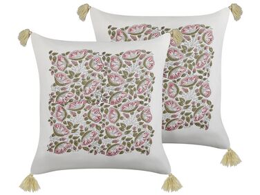 Set of 2 Decorative Cushions CARISSA Cotton 45 x 45 cm Multicolour Floral Pattern