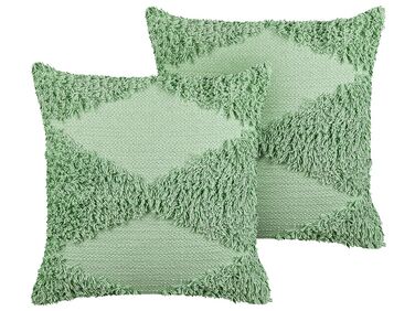 Lot de 2 coussins décoratifs RHOEO Coton 45 x 45 cm Vert clair