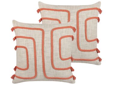 Throw Cushion PLEIONE Cotton 45 x 45 cm Coral Abstract Pattern