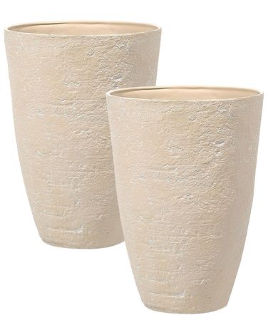 Lot de 2 pots de fleurs CAMIA 51 cm Beige