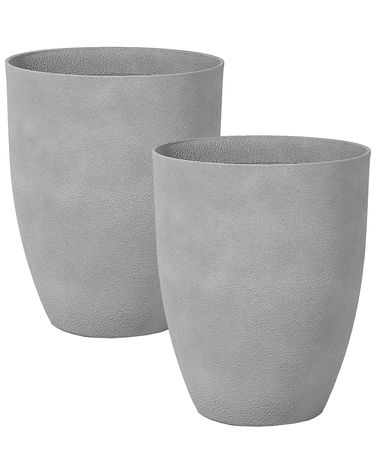 Lot de 2 pots de fleurs CROTON 43 cm Gris