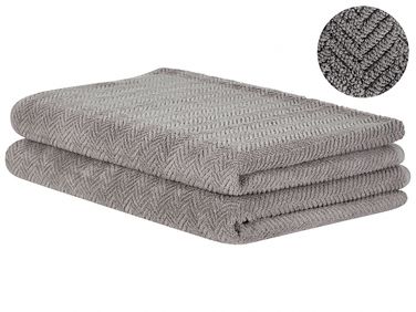 Lot de 2 serviettes MITIARO Tissu éponge Gris