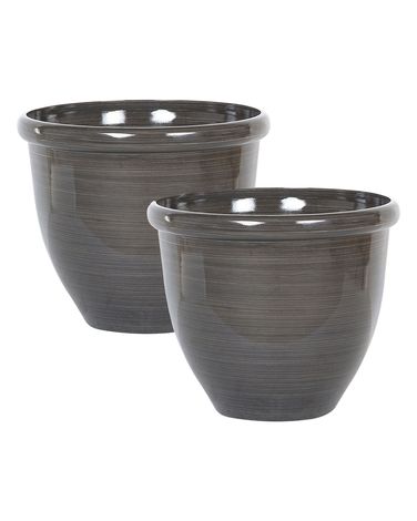 Lot de 2 pots de fleurs TESALIA 40 cm Marron