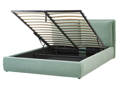 Lit ottoman Velours BAJONNA 160 x 200 cm Vert menthe