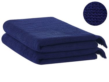Lot de 2 serviettes ATIU Tissu éponge Bleu marine