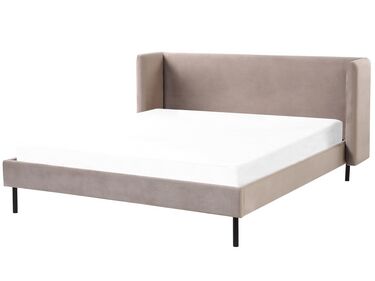 Lit avec sommier Velours ARETTE 160 x 200 cm Taupe