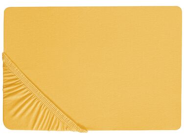 Hoeslaken JANBU Katoen 140 x 200 cm Mosterdgeel