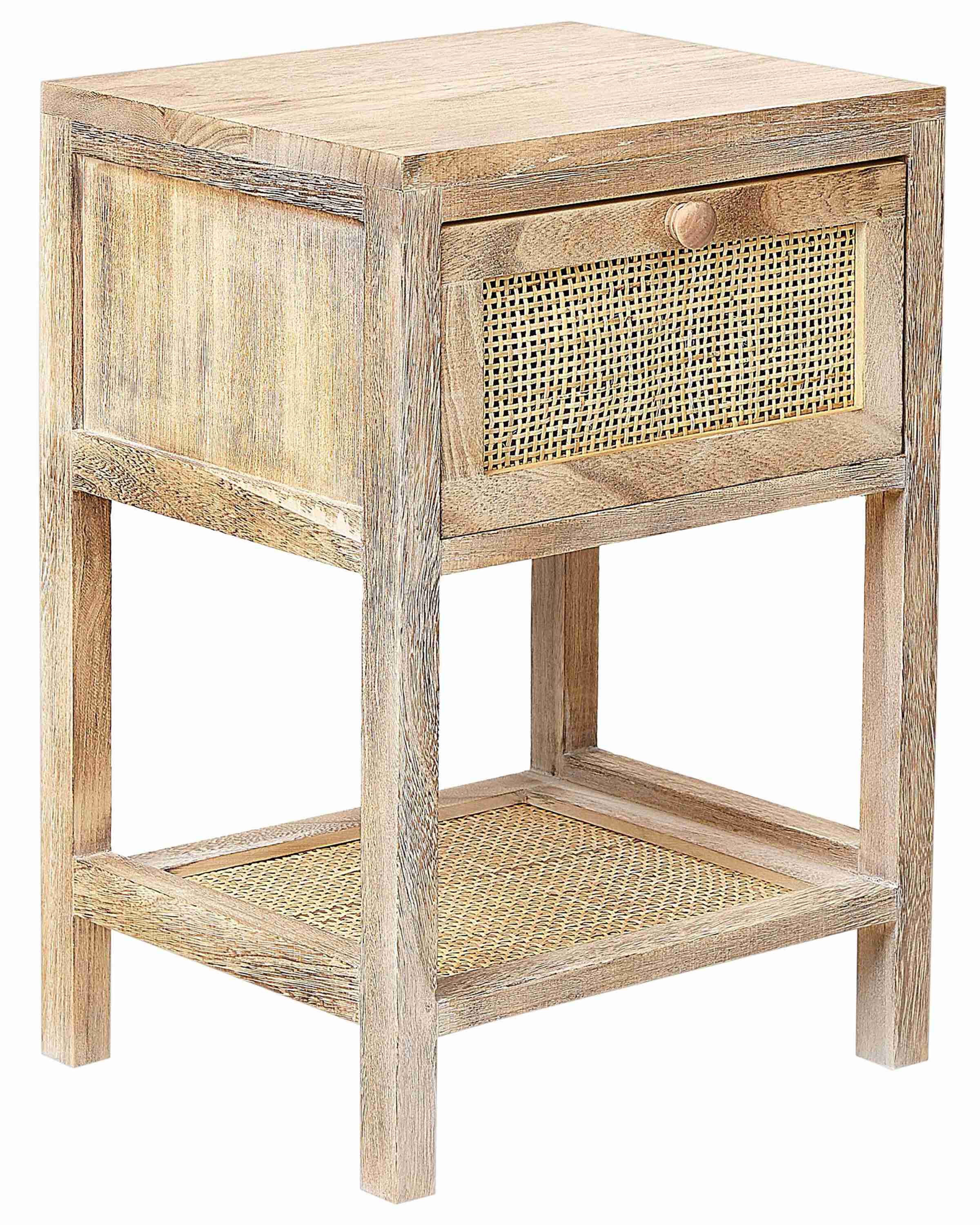 1 Drawer Bedside Table ESTO Paulownia Wood Light Brown