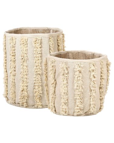 Set van 2 manden KAKKI Katoen Beige