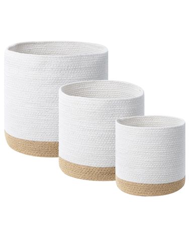 Set van 3 manden BASIMA Katoen Wit