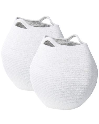 Lot de 2 paniers PANJGUR Coton Blanc