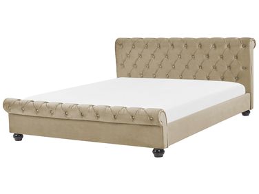 Lit à eau Velours AVALLON 160 x 200 cm Beige
