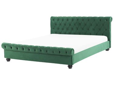 Lit à eau Velours AVALLON 160 x 200 cm Vert émeraude