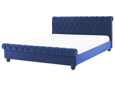 Lit à eau Velours AVALLON 180 x 200 cm Bleu marine