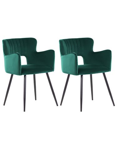 Lot de 2 chaises de salle à manger SANILAC Velours Vert émeraude