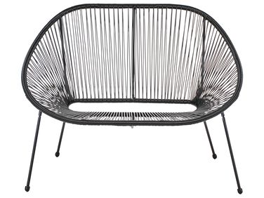 Garden Bench ACAPULCO II 113 cm PE Rattan Black