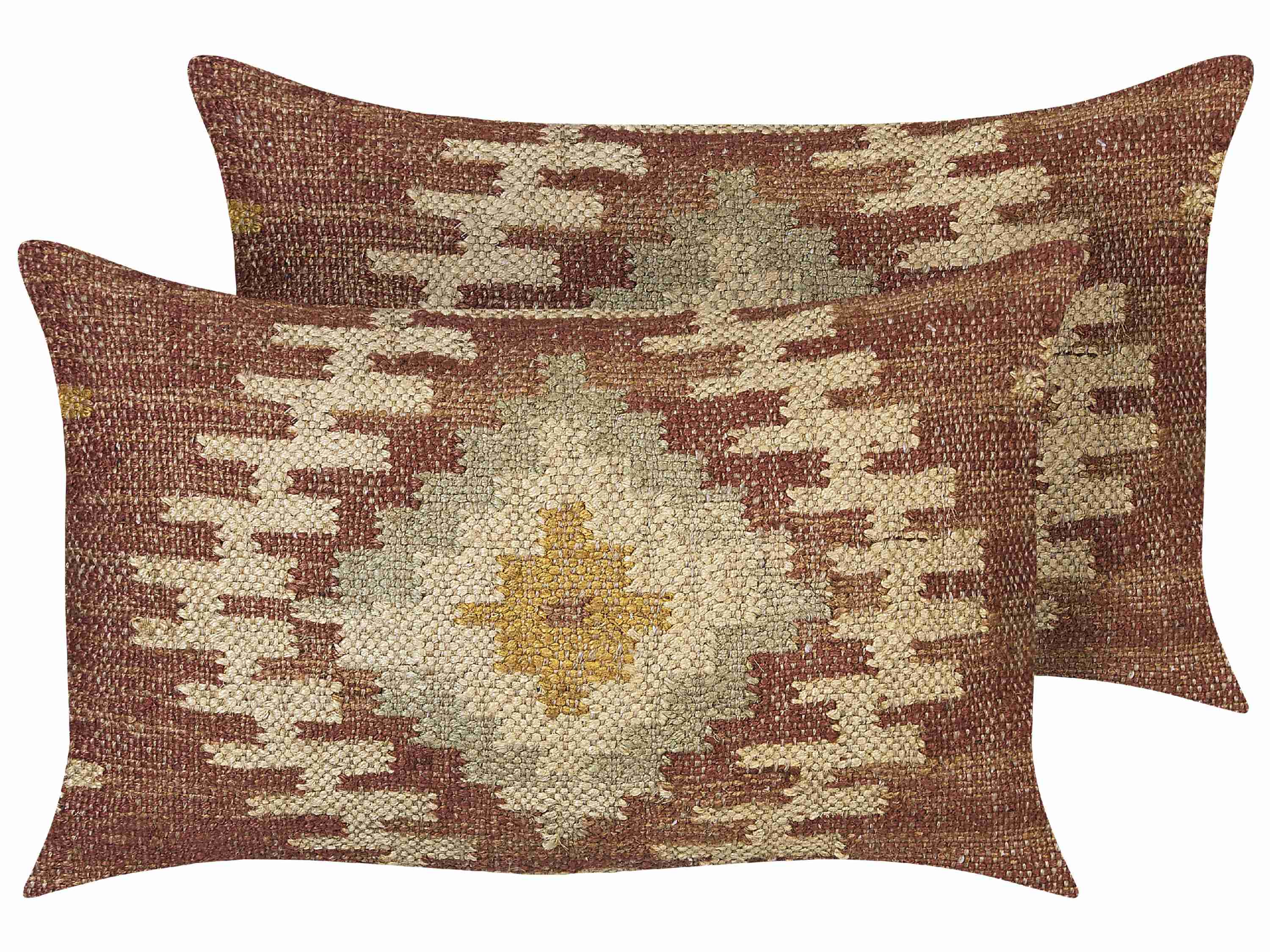 Lot de 2 coussins décoratifs BEEL Jute 30 x 50 cm Multicolore Motif oriental